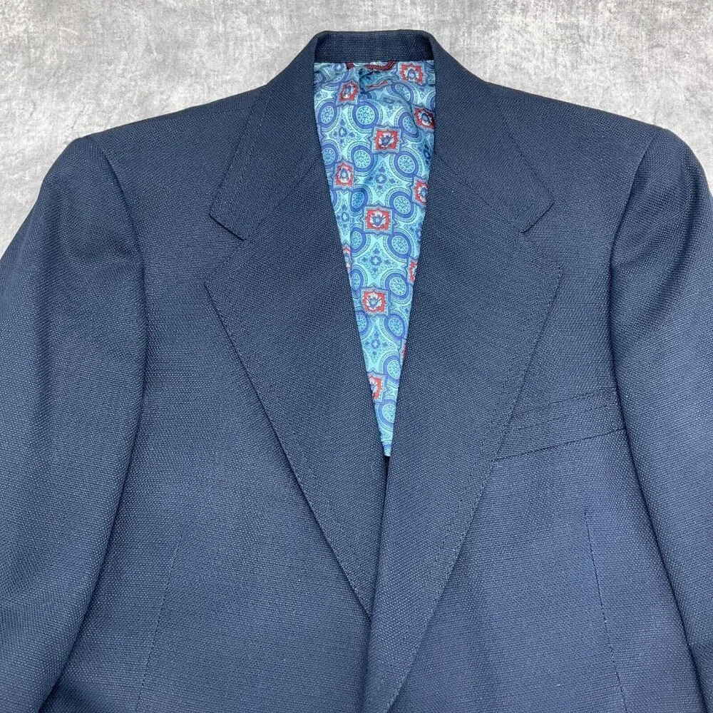 Hart Schaffner Marx Jack Nicklaus Blazer Men 42 Blue Golf‎ Bear Club Button VTG